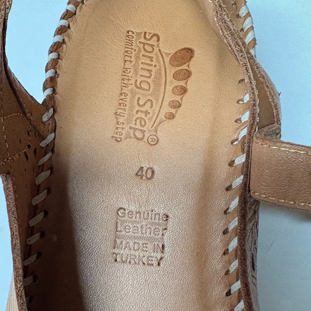 Spring Step Brown Wedge Leather Sandals Women’s Size EU 40 US 9 - Picture 3 of 10